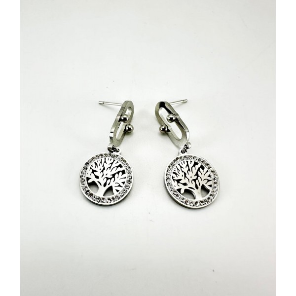 Gümüş Hayat Ağacı Detaylı Küpe